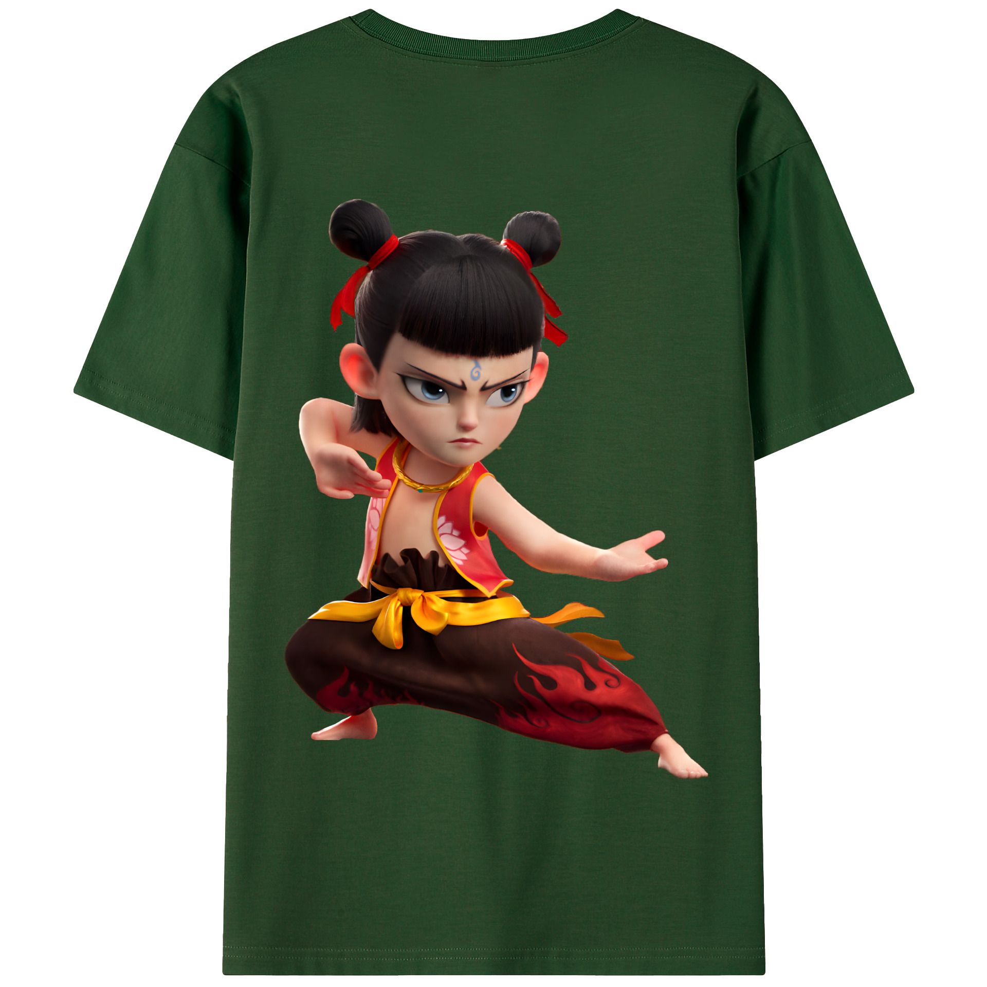 （画像用） Ne Zha 2 ナタ 魔童の大暴れ 綿100％半袖Tシャツ（背面プリント）